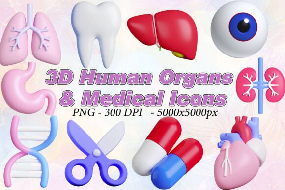 3D Human Organs Medical Icons for Clearer Health Communication