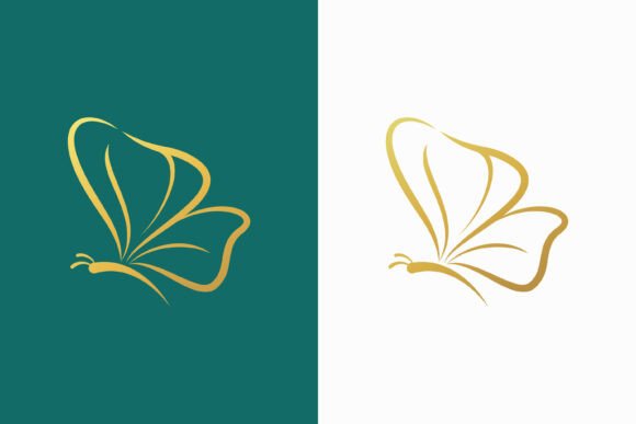 Abstract Butterfly Logo Linear Gold: Elevating Visual Identity with Elegance