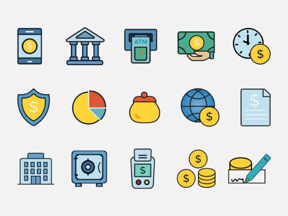 Banking Finance Icon Set Vector for Modern Design Projects