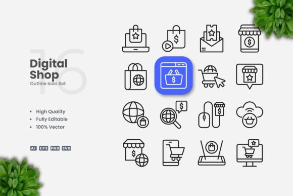 Digital Shop Outline Icons as a Universal Visual Language for Modern Design
