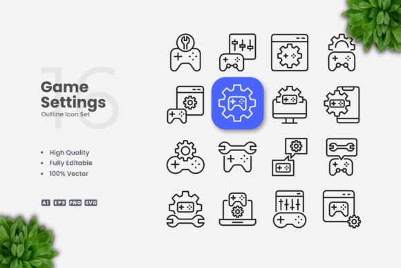 Game Settings Outline Icons: The Versatile Design Solution for Modern Digital and Print Projects