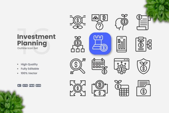 How Investment Planning Outline Icons and Simple Clean Design Transform Visual Communication