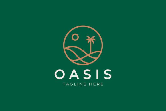 Linear Oasis Logo Desert Dune Palm Dates