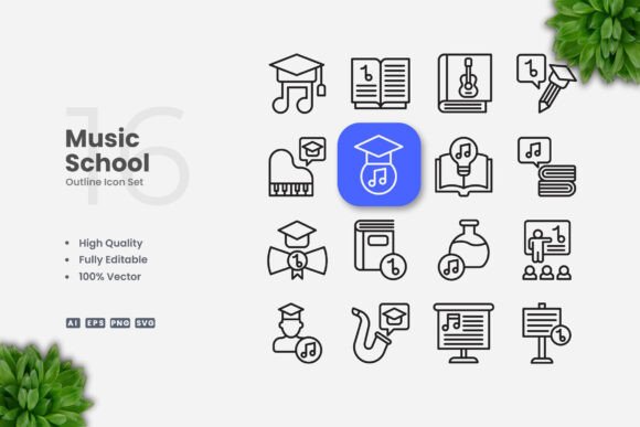 Music School Outline Icons: A Practical Icon Set for Modern Design Projects