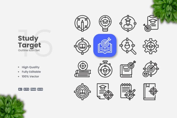 Study Target Outline Icons: A Practical Review of Versatile Vector Graphics for Modern Projects
